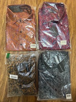 https://offerup.com/redirect/?o=QmFycnkuV2FuZw== Men’s 2XL Silk Paisley Dress Shirts - Lot of 4 - Brand New
