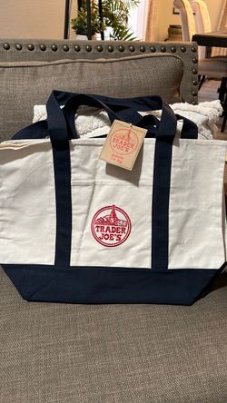 Trader Joe's NAVY Large Canvas Tote Bag