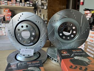 Volkswagen GTI Autobahn 15-24 Front And Rear Drill Slot Rotors Ceramic Brake pads 