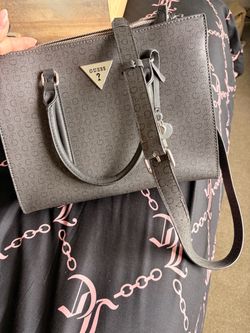 Guess Monogram Satchel Handbag with Crossbody Strap