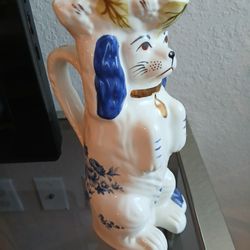 Vintage Royal Stratford England Porcelain Dog Pitcher 