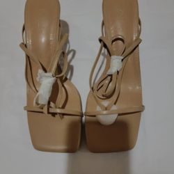 PiePieBuy Women's Lace Up Heeled Sandals Square Flip Flop High Heels