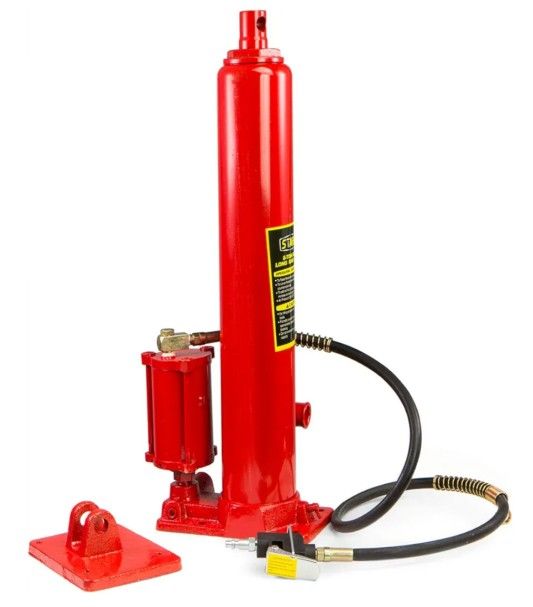 8 Ton Air/Hydraulic Long Ram Jack Piston Ram 8-Ton Capacity Cherry Crane Shop Engine Hoist Lift For Truck- 8.0 Lbs, Red