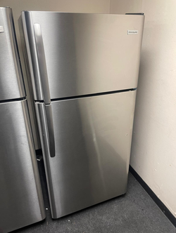 Frigidaire Top Freezer Fridge — Stainless, clean and ready