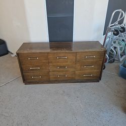 Vintage American Of Martinsville 9 Drawer Wooden Dresser