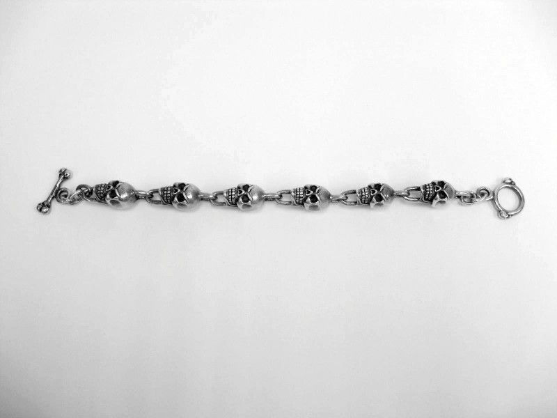 Nino 925 Sterling Silver Skull Bracelet 10"