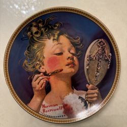 Vintage Edwin M Knowles Norman Rockwell Collector Plate “Making Believe at the Mirror” Collector Plate 1981 Plate Number 9024 B