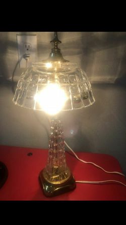 Vintage Waffle Glass Lamp Please view all pictures Heavy Brass