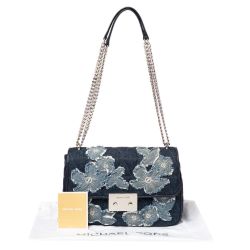 Authentic Michael Kors Sloan Large Floral Denim bag NEW