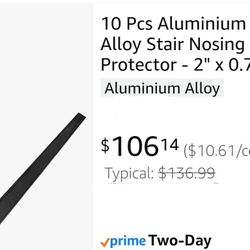 6479: New 10 Pcs Aluminium Alloy Stair Nosing Protector - 2" x 0.75" x 48" Non-Slip Strips for Stairs & Pool Edge 