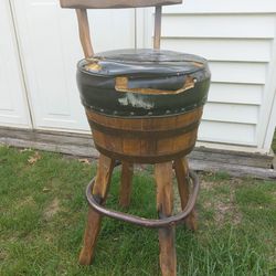 Antique Barrel Bar Stool Project Piece 
