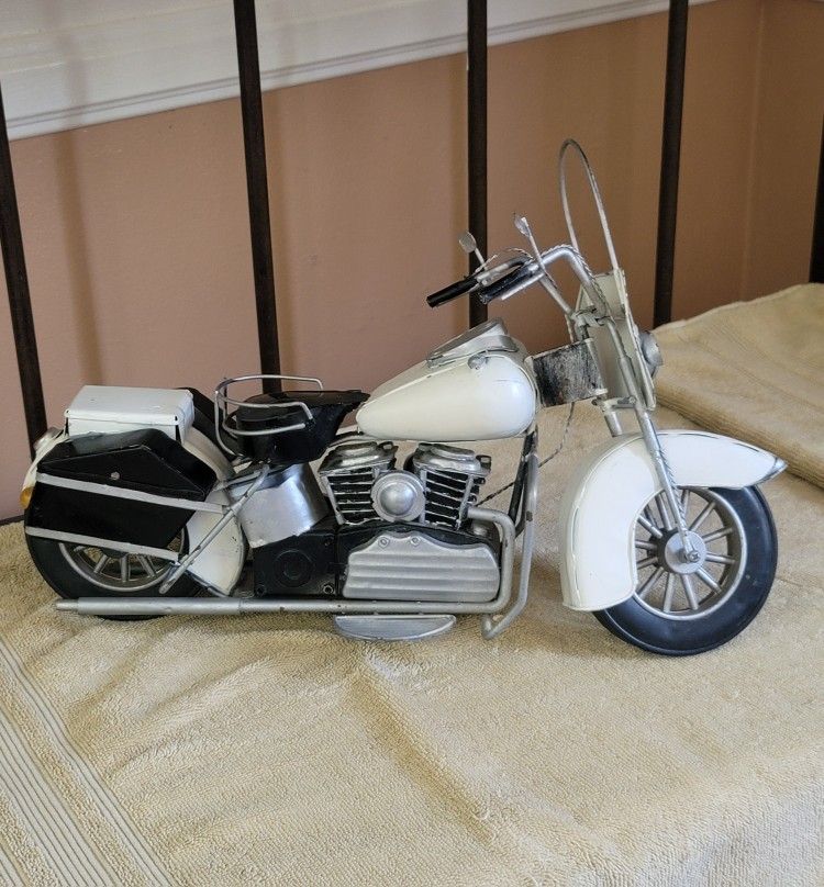 Vintage Police Motorcycle Metal Display Decoration Piece.