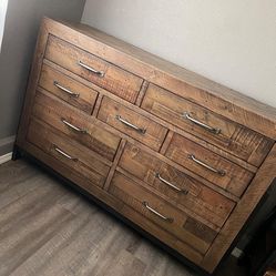 Signature Design by Ashley Sommerford Urban Industrial Butcher Block Style 9 Drawer Dresser, Brown