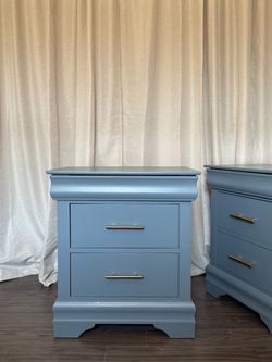 Gorgeous Blue Floral Nightstands (Pair)