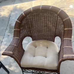 Retan Brown Chair With Crème Cushion