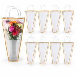 9 Pack Reusable Floral Bouquet Vase Bags – Tuxedo Gold Flower Carriers