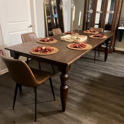 Flora Solid Pine Wood Turned Leg Dining Table Rustic  Cinnamon 94”   Firm price