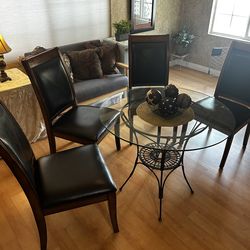 Glass Dining Table + 4 Chairs (Pier 1 Imports) – Like New