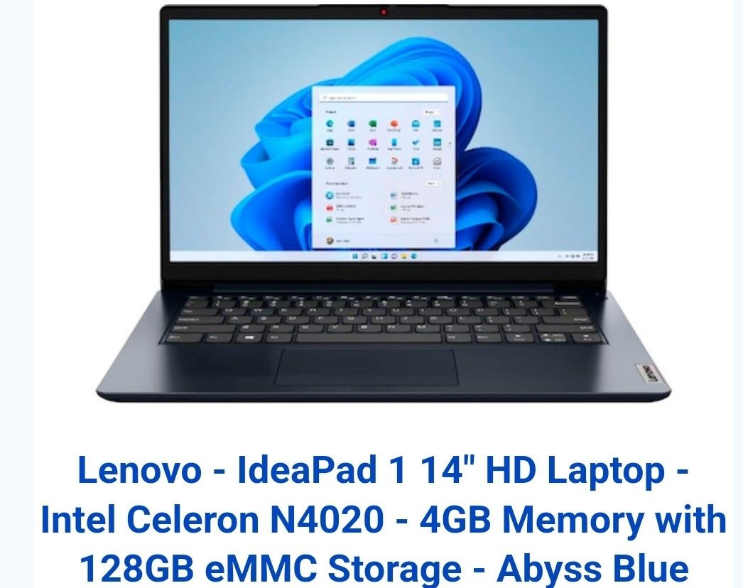 Lenovo-Idea pad 1 14" HD laptop 4GB memory with 128 GB