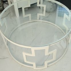 White And Glass Frostine Table