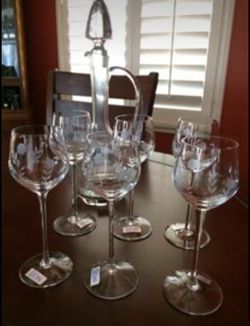 Toscany Vintage Wine Decanter and Long Stem Wine Glasses