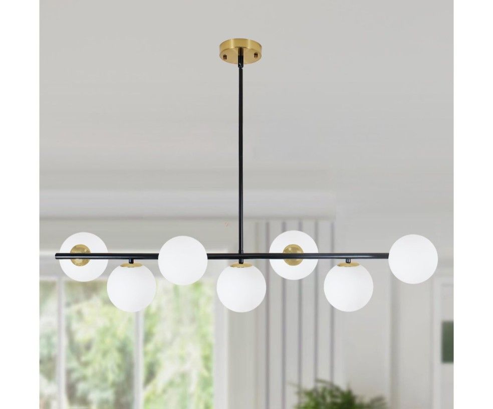 New Chandelier Black & Gold Modern Mid Century 7-Lights Pendant Light 
