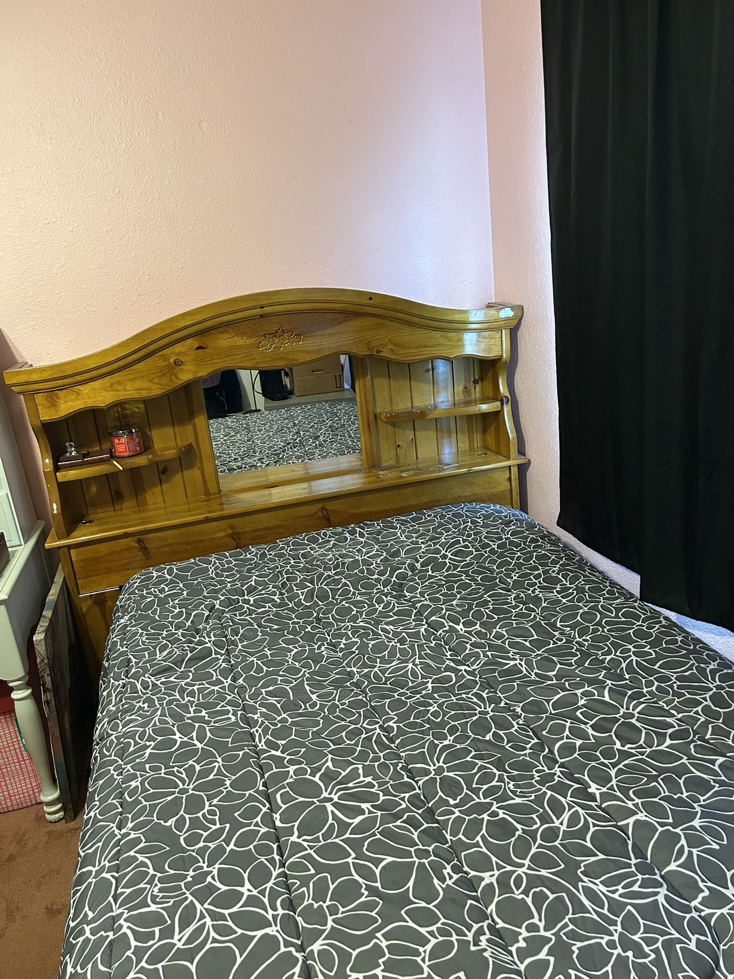 Wood Dresser And Double Size Bed 