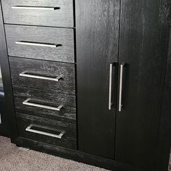 Tall Black Dresser With Shelving Unit