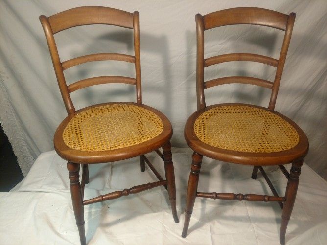 Pair Of Vintage Cane Seat Chairs