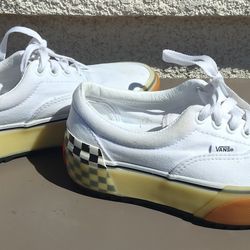 Brand  Vans White Sneakers With 2 Inch Sole,  Size 5.5 In Women's Or 3.5 Size In Girls.