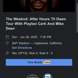 The Weeknd: After Hours Till Dawn VIP Tickets