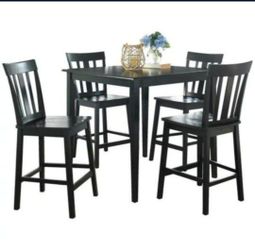 10-51 Mission Style Counter Height Dining Set, Black Color, Set of 5. New