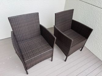 Outdoor Wicker Armchairs – Set of 2 and Table