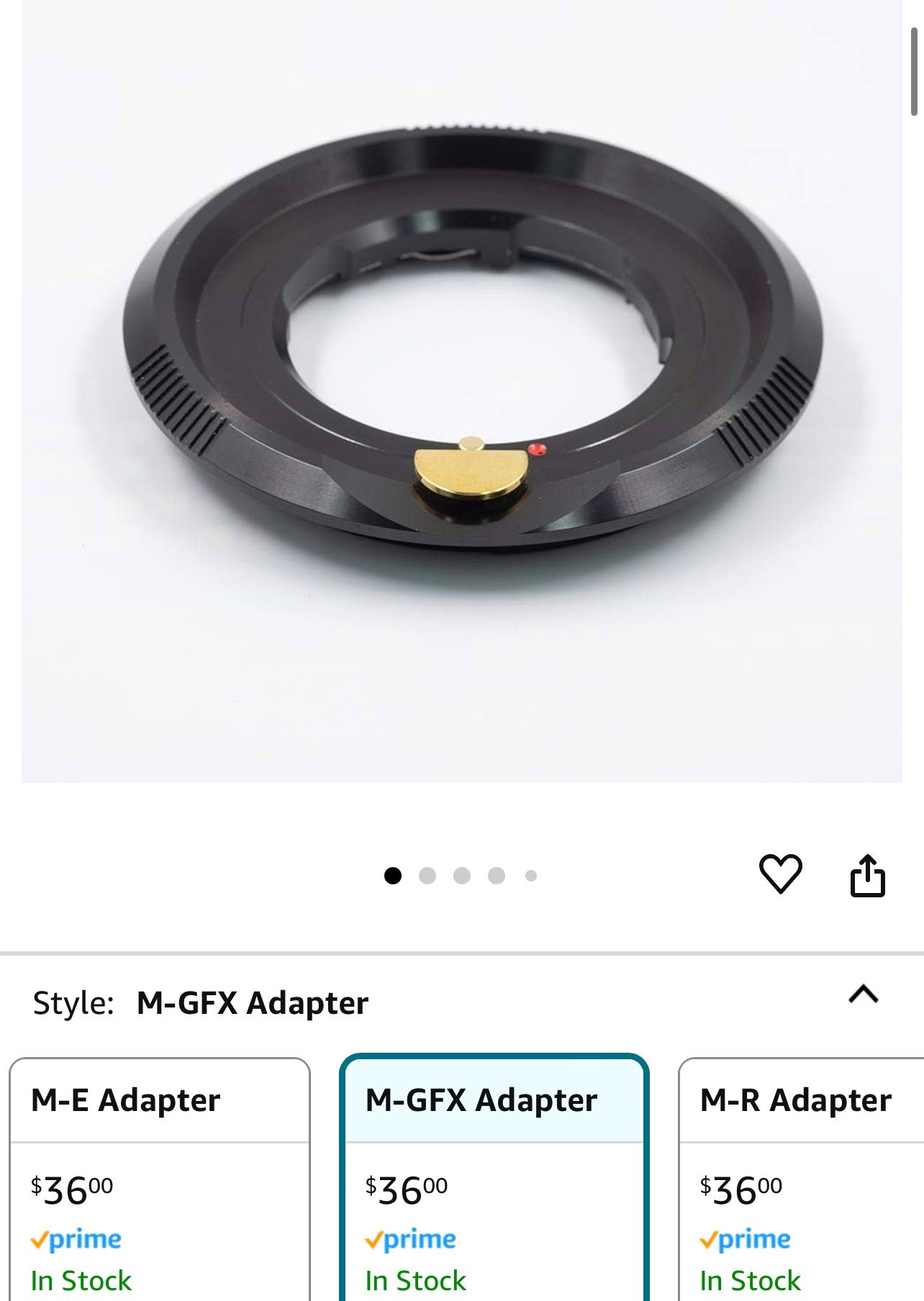 TTArtisan M Lens to GFX Adapter Converter Ring Compatible with GFX100, GFX1005, GFX50R, GFX50S Cameras