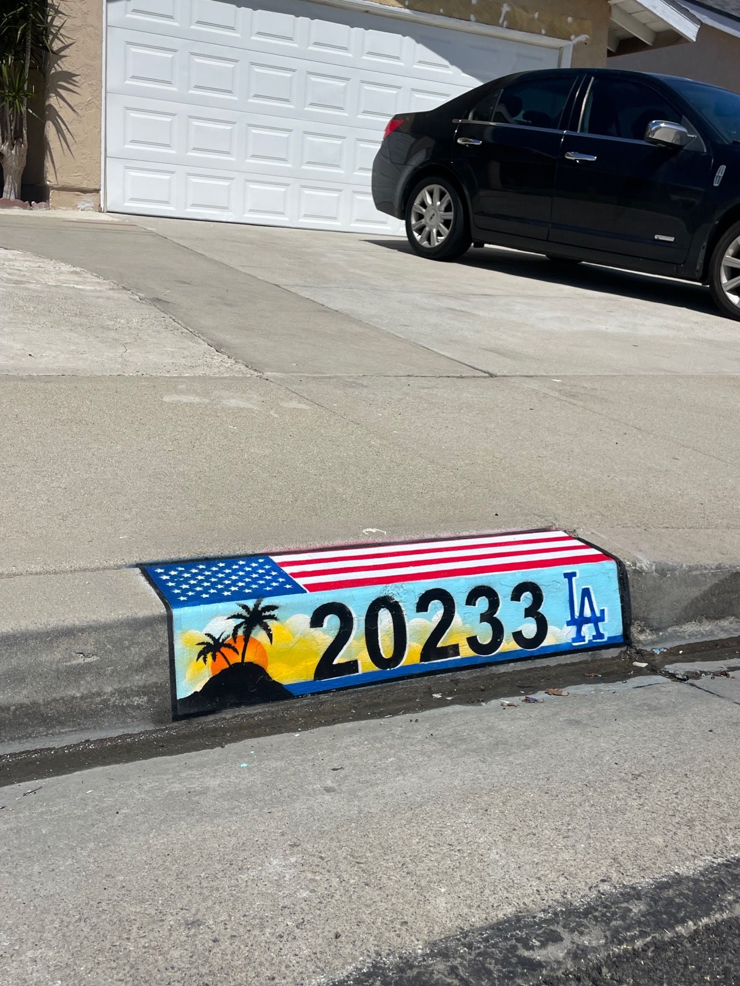 Decorative curb address with dodgers logo