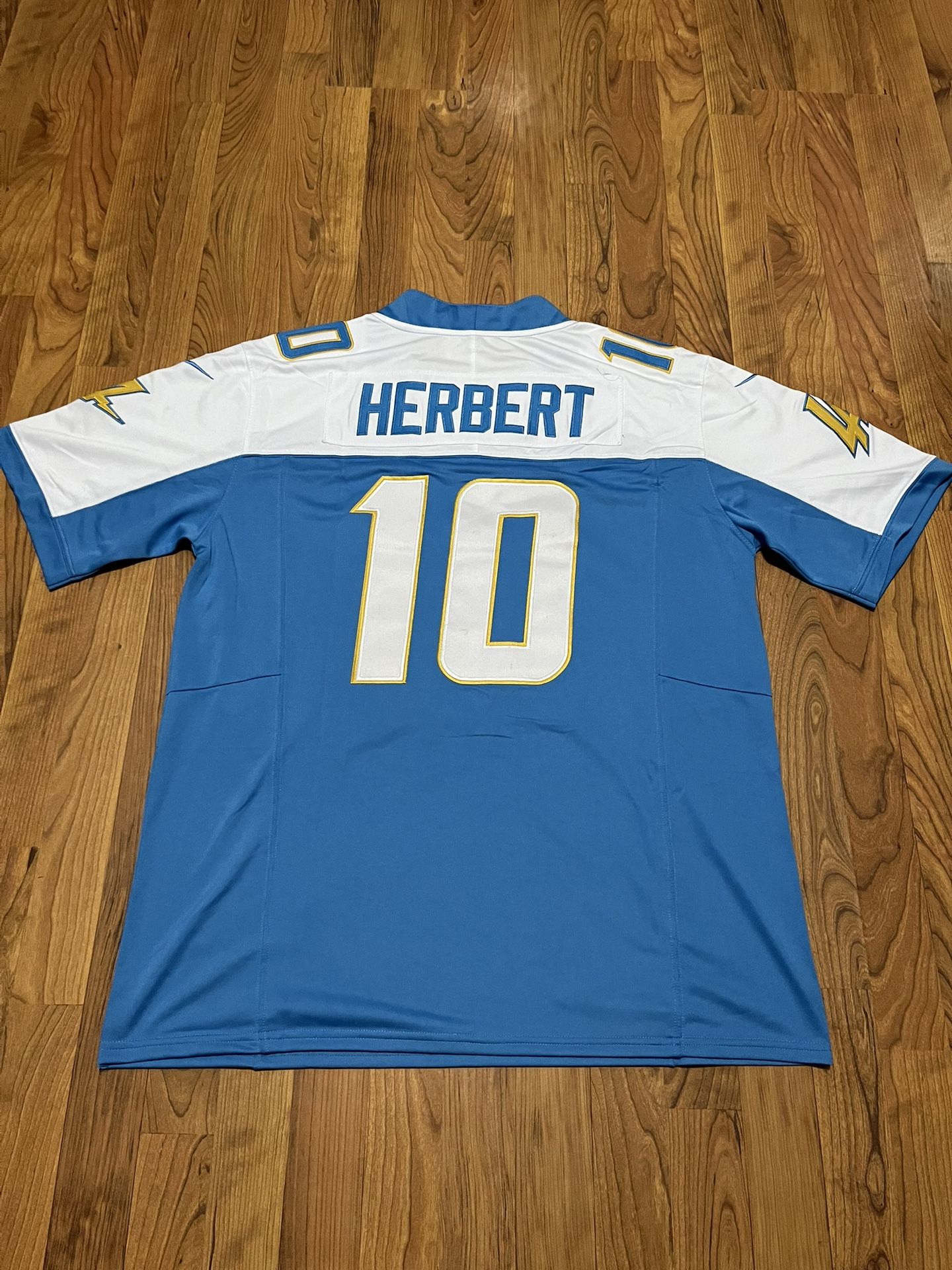 Custom Powder Blue Justin Herbert Chargers 100% Stitched Jerseys
