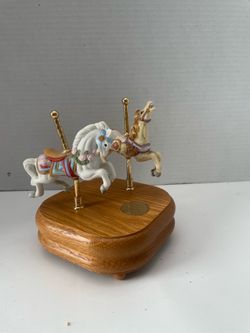 Willitts Designs "East Side West Side" double horse carousel music box.