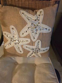 Decorative Starfish Sequin Throw Pillow