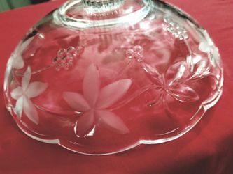 Etched Crystal Bowl On Pedestal 