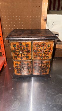 Small Decorative Wood Chest with 4 Drawers