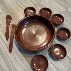 Teak/Mahogany Salad Set