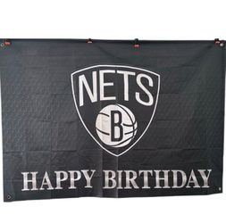 Brooklyn Nets Happy Birthday Banner 40x60 NBA Basketball Party Backdrop New