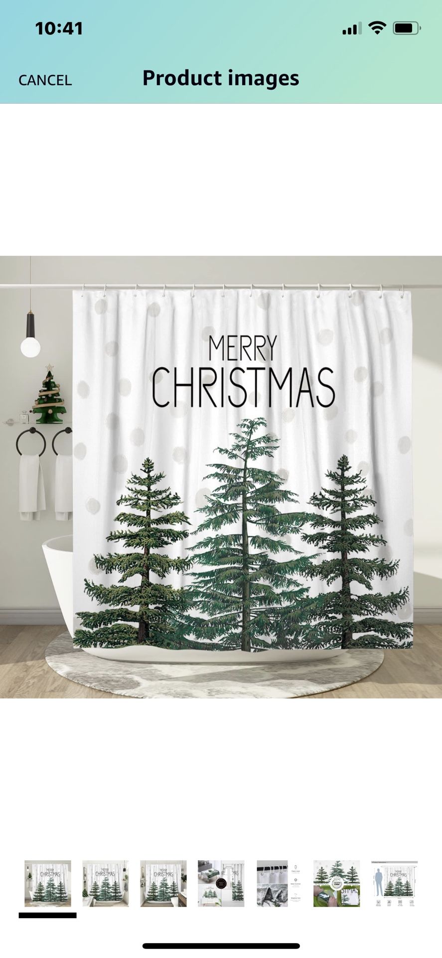 Christmas Shower Curtains for Bathroom Pine Trees Winter Shower Curtain Farmhouse Christmas Bathroom Decor Holiday Decorations Polyester Fabric-72" x