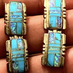 Opal And Sterling Earrings 