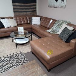 New/ Brown Leather Large Sectional,Seccional, Couch/ Delivery Available,  Financing Options/ 