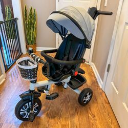 NEW Toddler Tricycle 6 in 1 Stroller Trike w/ Push Handle Bell Removable Canopy -$120 Retail