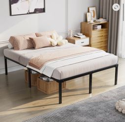 Queen Bed Frame, 18 inch High Metal Platform Bed Frame, 2200 LBS Weight Capacity, Heavy Duty, Noise Free, Easy Assembly, Black