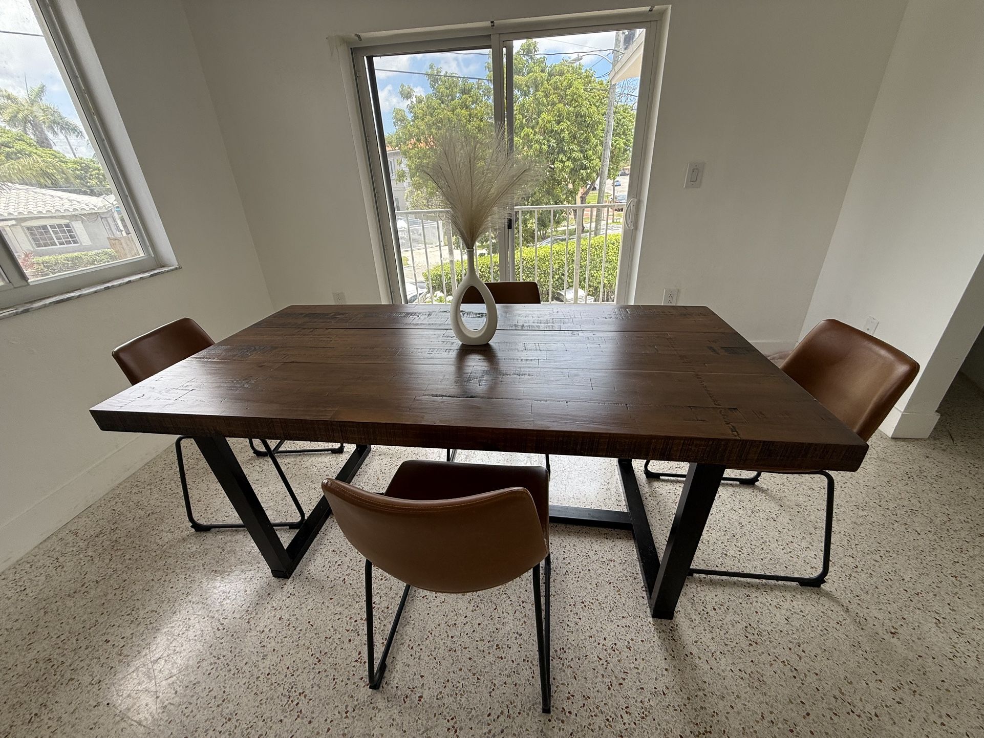 WOOD DINING TABLE WITH CHAIRS