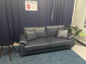 Leather blue sofa