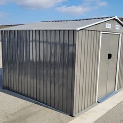 Sales $350!!!  (New in box) 8’ L x 10’ W x 6.’ H galvanized steel Metal Storage Shed Outdoor Garden Backyard 8’x10’ Storage.